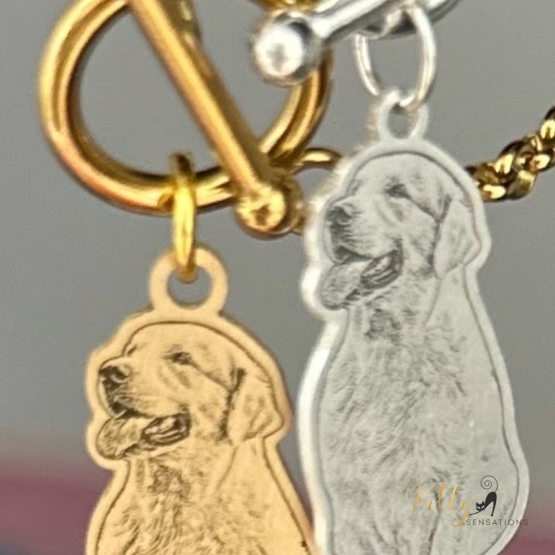 KittySensations™ Custom Dog Charm Bracelet with Personal Engraving in Solid 925 Sterling Silver or Gold Plated Titanium - Your Choice! ($59.95)