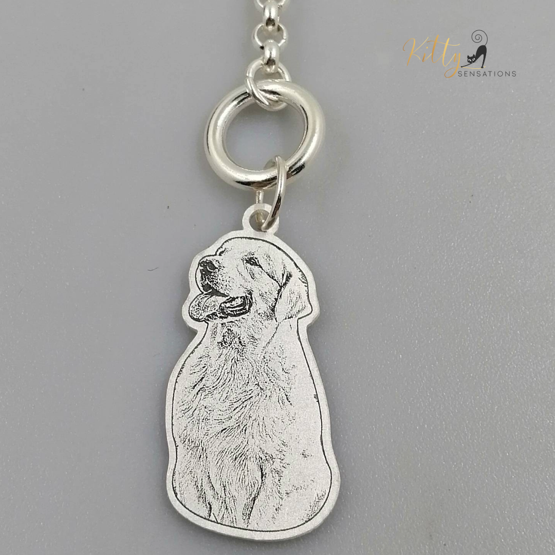 KittySensations™ Custom Dog Charm Bracelet with Personal Engraving in Solid 925 Sterling Silver or Gold Plated Titanium - Your Choice! ($59.95)