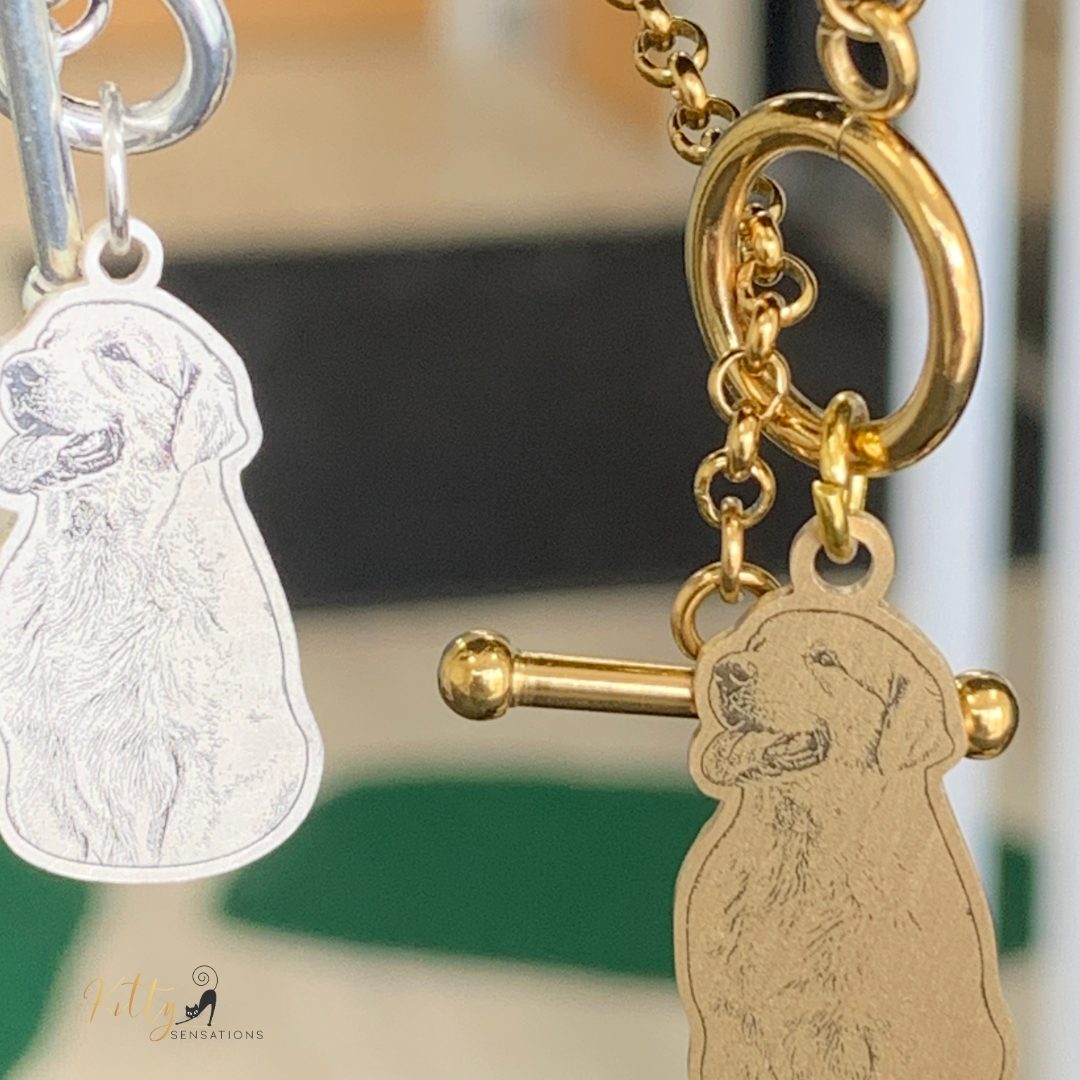 KittySensations™ Custom Dog Charm Bracelet with Personal Engraving in Solid 925 Sterling Silver or Gold Plated Titanium - Your Choice! ($59.95)