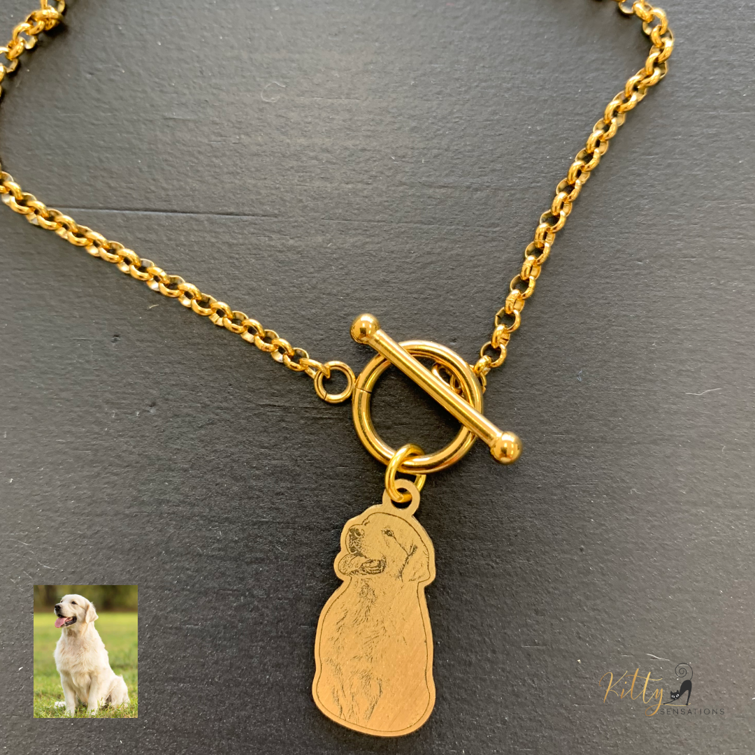KittySensations™ Custom Dog Charm Bracelet with Personal Engraving in Solid 925 Sterling Silver or Gold Plated Titanium - Your Choice! ($59.95)