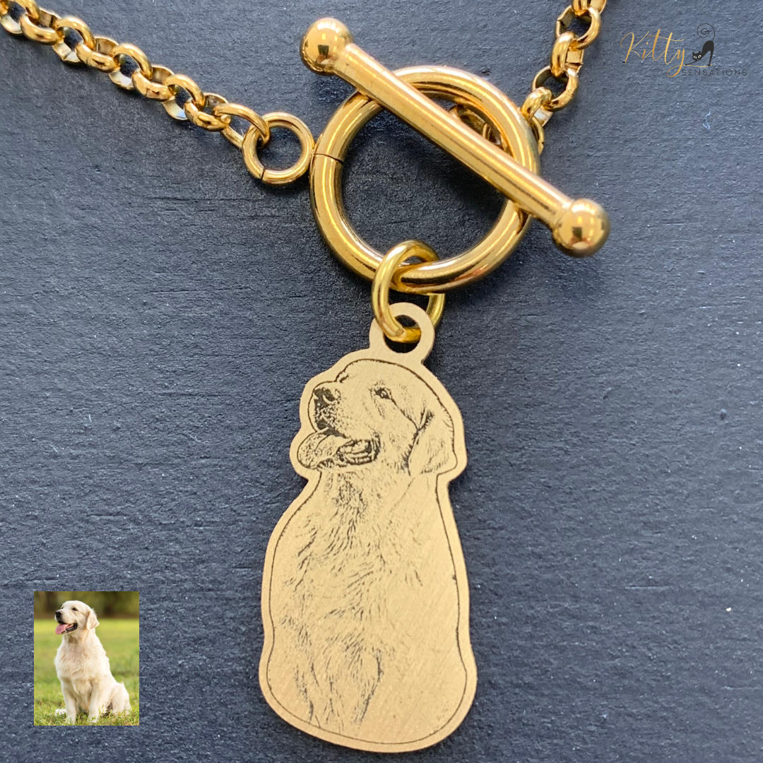 KittySensations™ Custom Dog Charm Bracelet with Personal Engraving in Solid 925 Sterling Silver or Gold Plated Titanium - Your Choice! ($59.95)