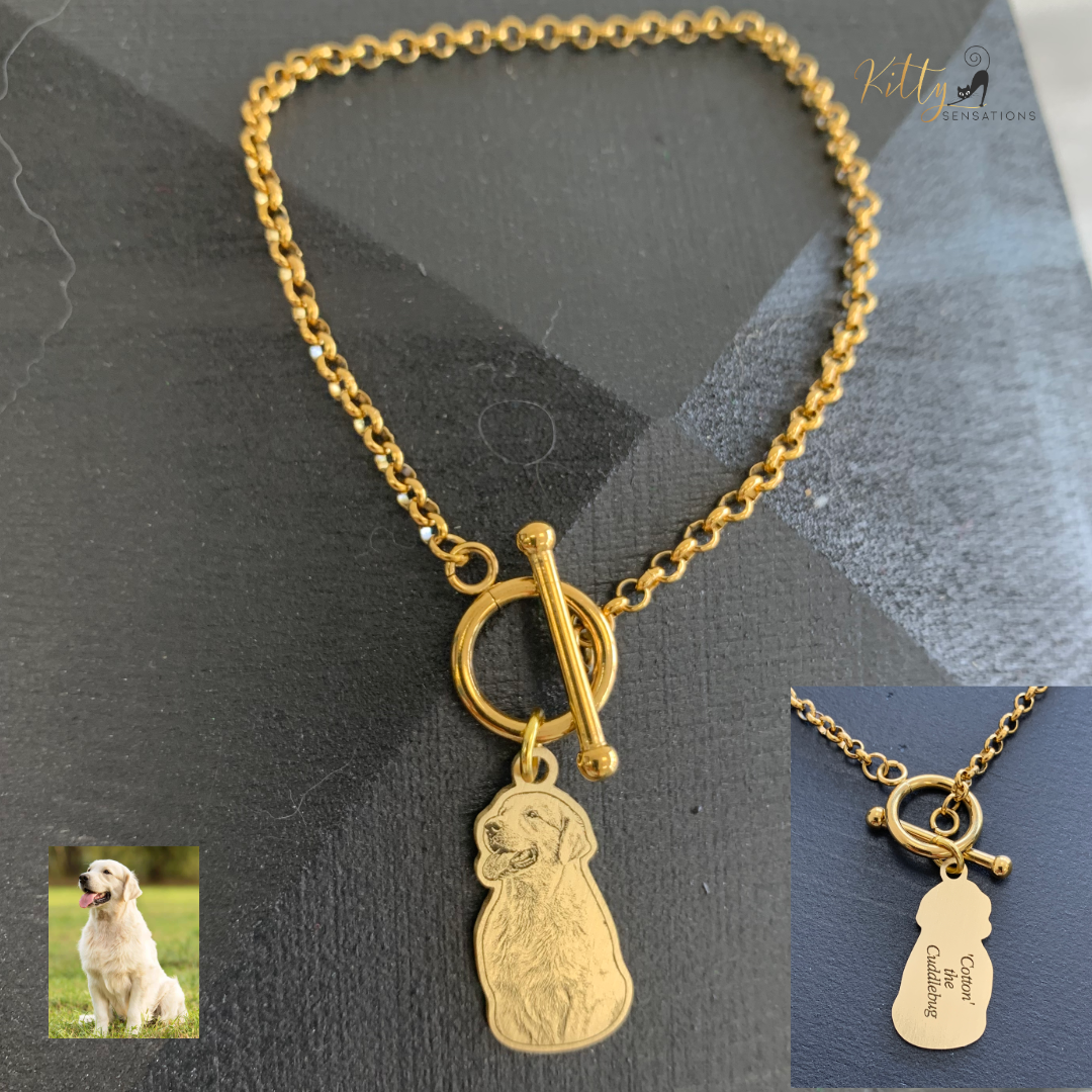 KittySensations™ Custom Dog Charm Bracelet with Personal Engraving in Solid 925 Sterling Silver or Gold Plated Titanium - Your Choice! ($59.95)