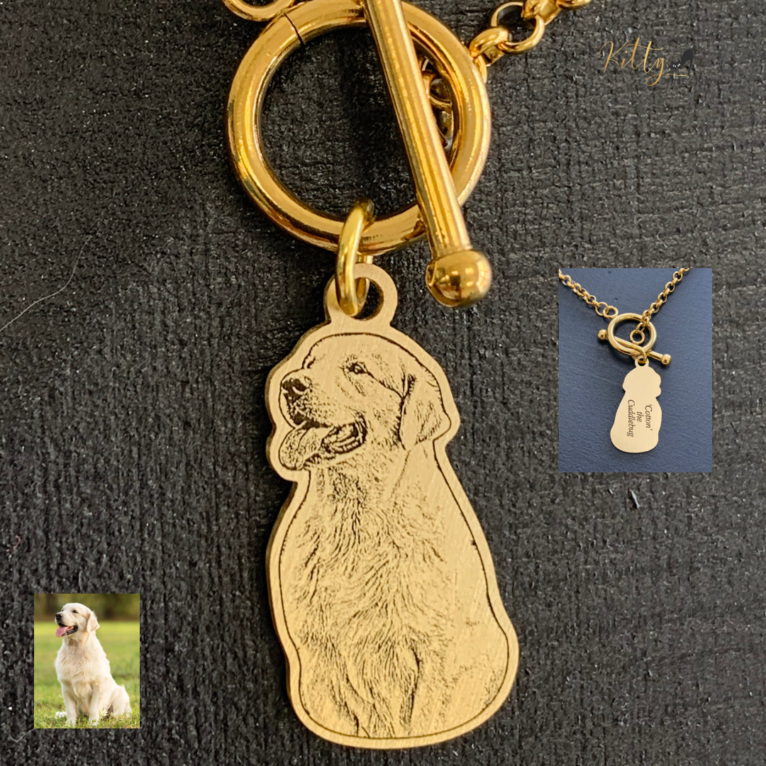 KittySensations™ Custom Dog Charm Bracelet with Personal Engraving in Solid 925 Sterling Silver or Gold Plated Titanium - Your Choice! ($59.95)