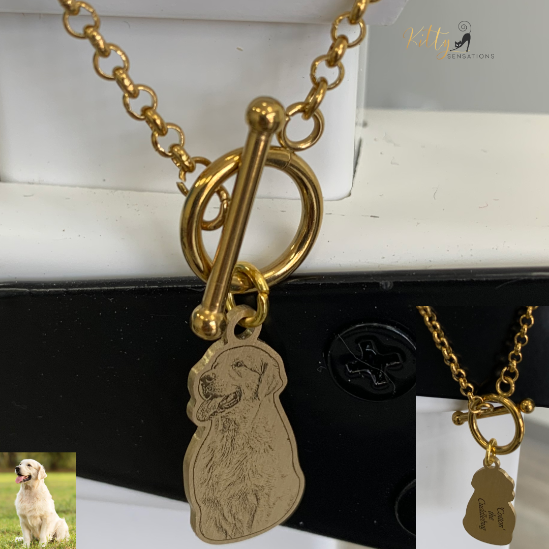 KittySensations™ Custom Dog Charm Bracelet with Personal Engraving in Solid 925 Sterling Silver or Gold Plated Titanium - Your Choice! ($59.95)