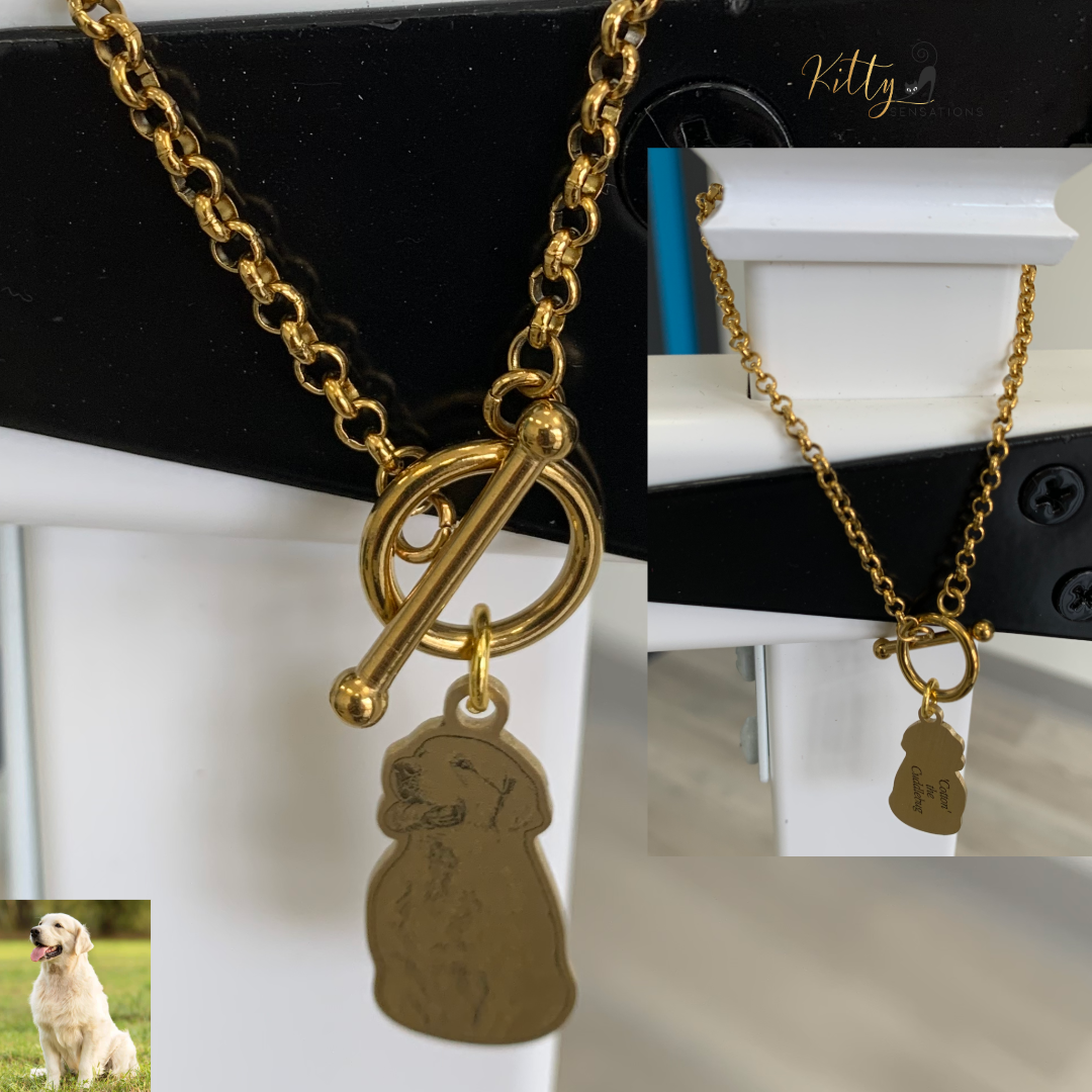 KittySensations™ Custom Dog Charm Bracelet with Personal Engraving in Solid 925 Sterling Silver or Gold Plated Titanium - Your Choice! ($59.95)