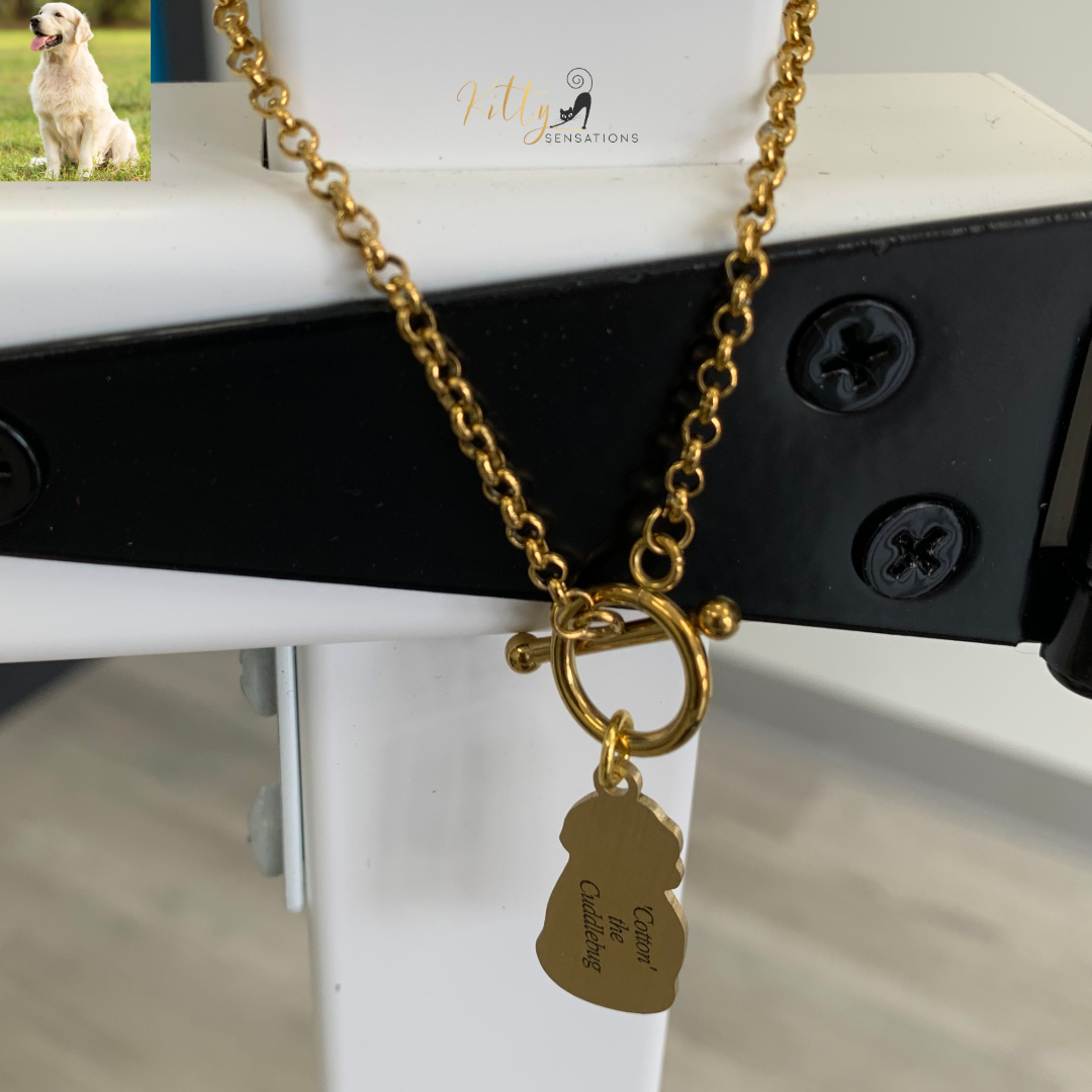 KittySensations™ Custom Dog Charm Bracelet with Personal Engraving in Solid 925 Sterling Silver or Gold Plated Titanium - Your Choice! ($59.95)