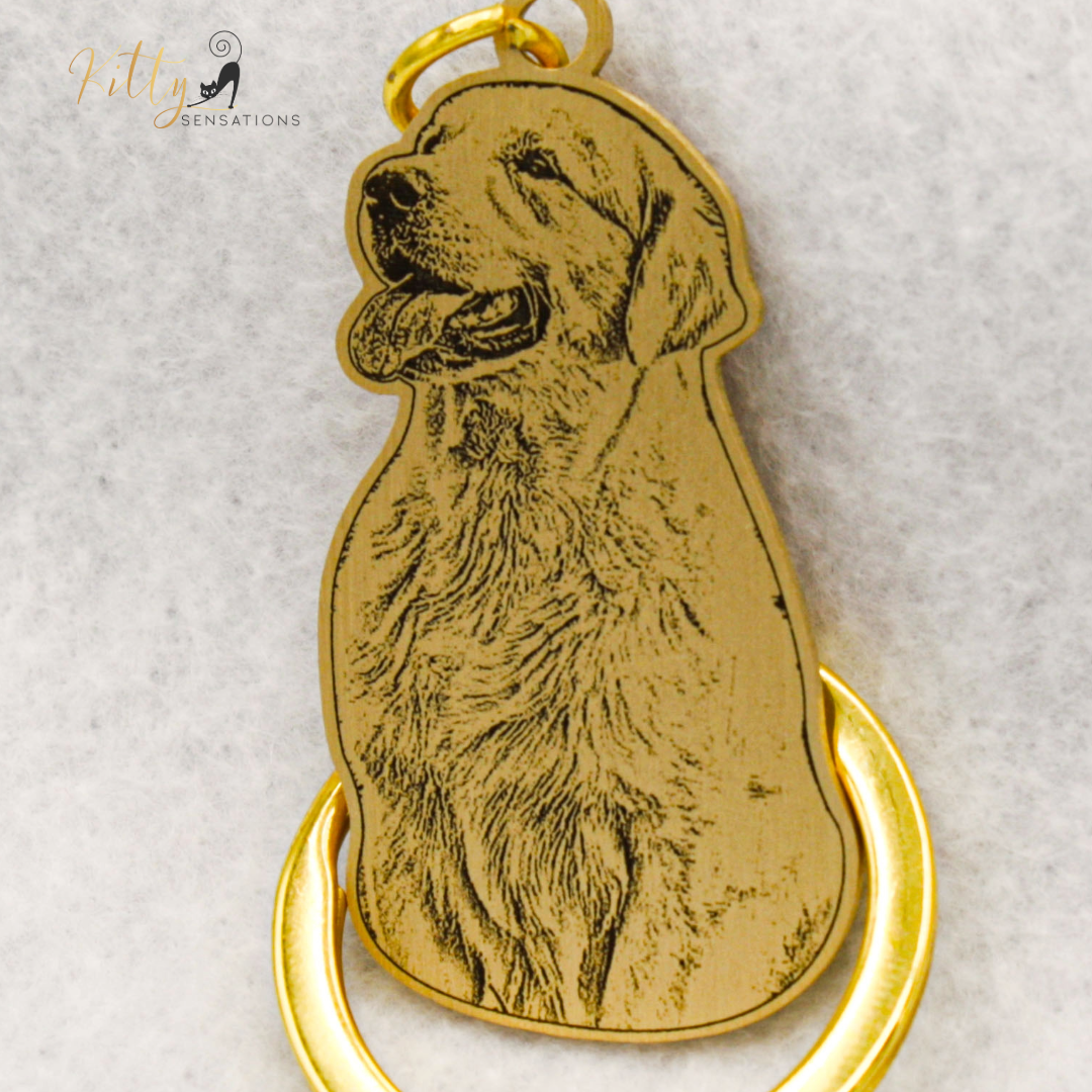 KittySensations™ Custom Dog Keychain with Personal Engraving in Solid 925 Sterling Silver or Gold Plated Titanium or Rose Gold Plated Titanium ($59.95)
