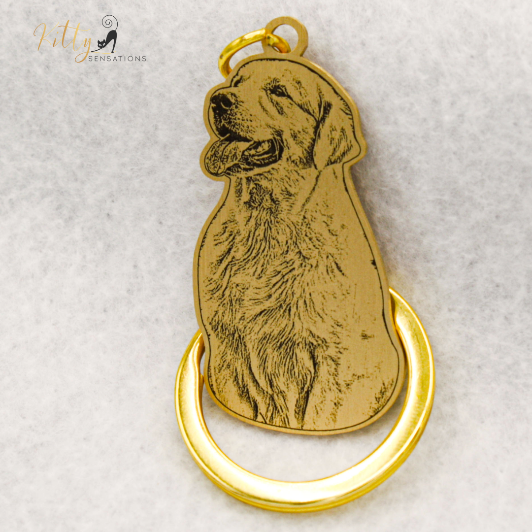 KittySensations™ Custom Dog Keychain with Personal Engraving in Solid 925 Sterling Silver or Gold Plated Titanium or Rose Gold Plated Titanium ($59.95)