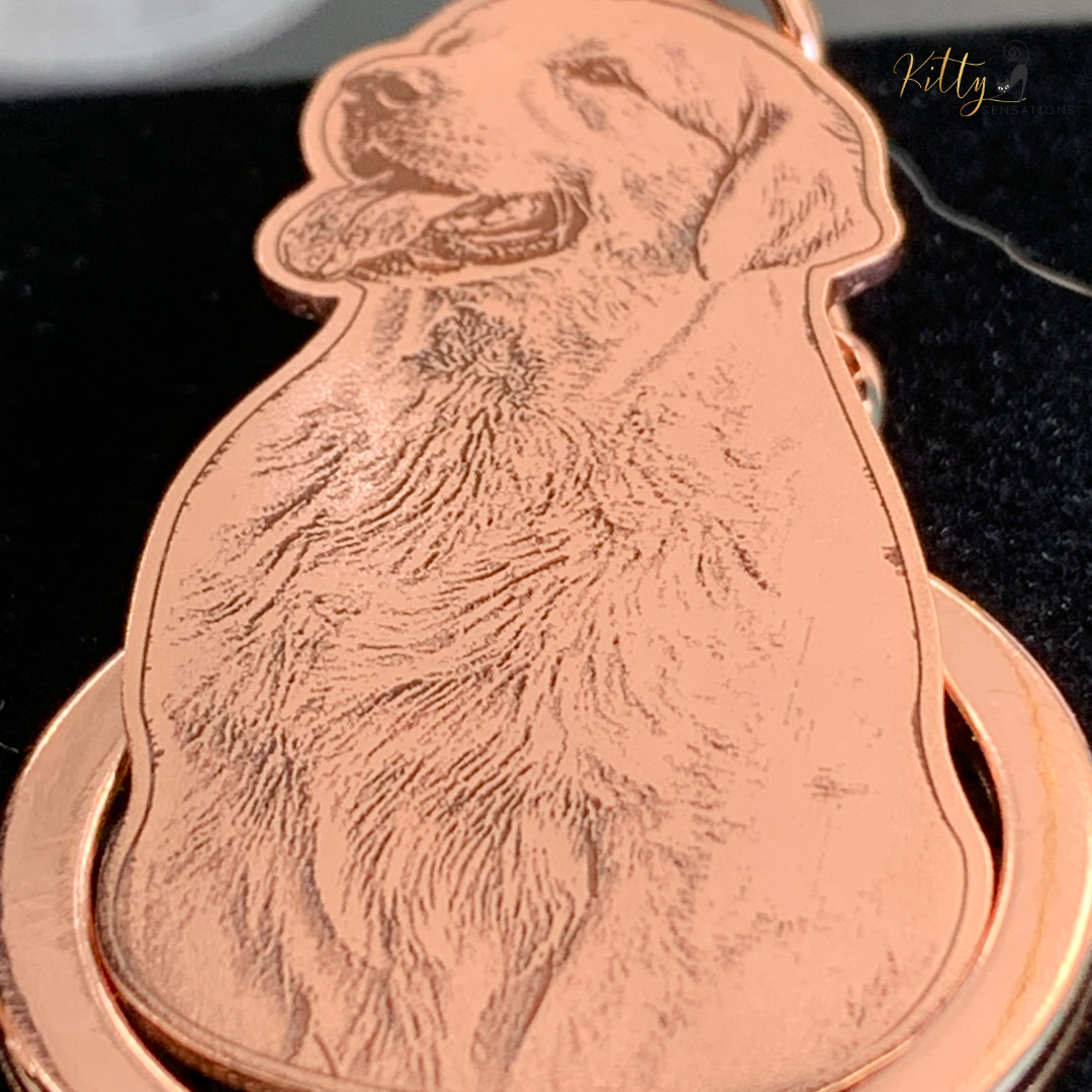 KittySensations™ Custom Dog Keychain with Personal Engraving in Solid 925 Sterling Silver or Gold Plated Titanium or Rose Gold Plated Titanium ($59.95)