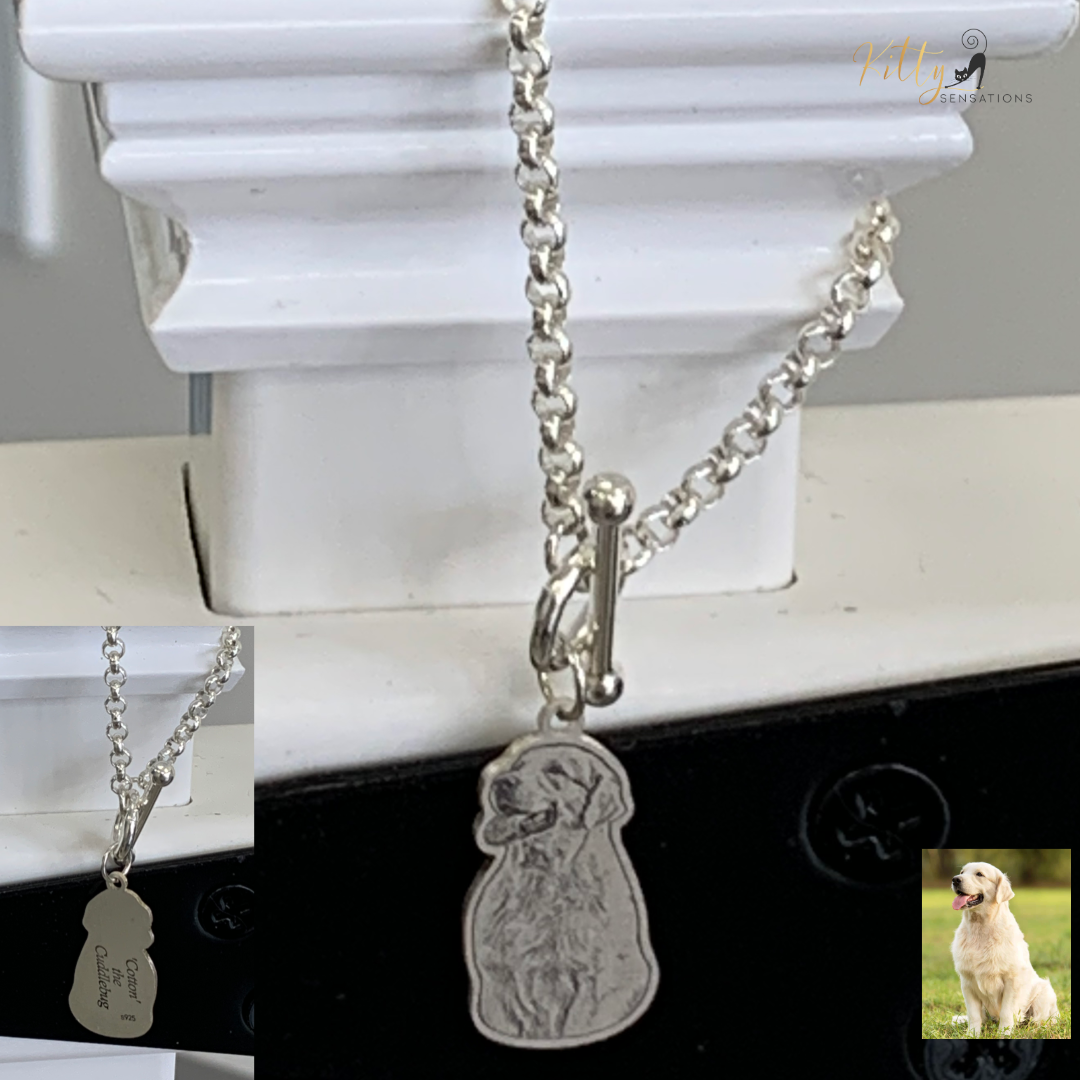 KittySensations™ Custom Dog Charm Bracelet with Personal Engraving in Solid 925 Sterling Silver or Gold Plated Titanium - Your Choice! ($59.95)