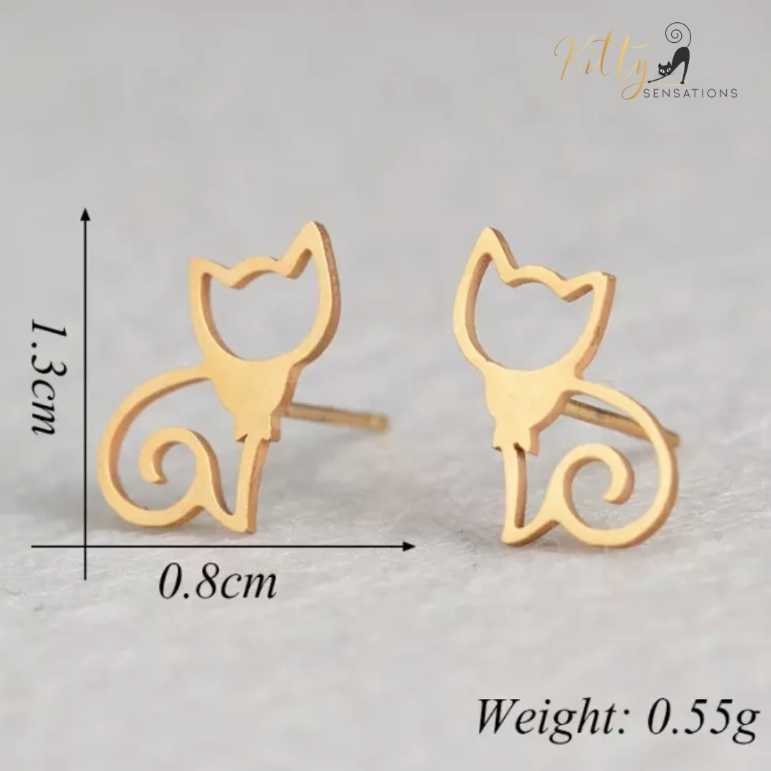 Sitting Cat Earrings (18K Gold or Sterling Silver Plating)