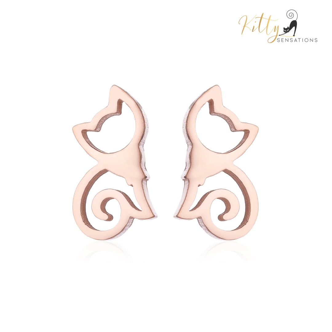 Sitting Cat Earrings (18K Gold or Sterling Silver Plating)