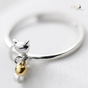 Who-Will-Bell-The-Cat Ring in Solid 925 Sterling Silver (Gold Plated) - Adjustable