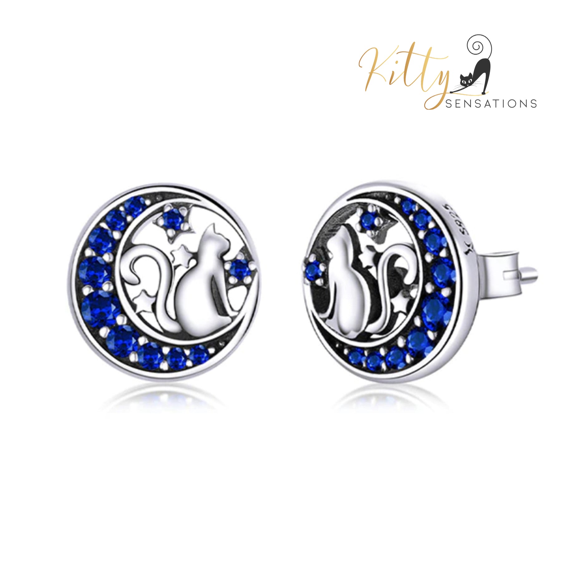 www.KittySensations.com: Regal Blue Moon Cat Stud Earrings in Solid 925 Sterling Silver ($43.10): https://www.kittysensations.com/products/copy-of-regal-blue-moon-cat-ring-in-solid-925-sterling-silver-adjustable
