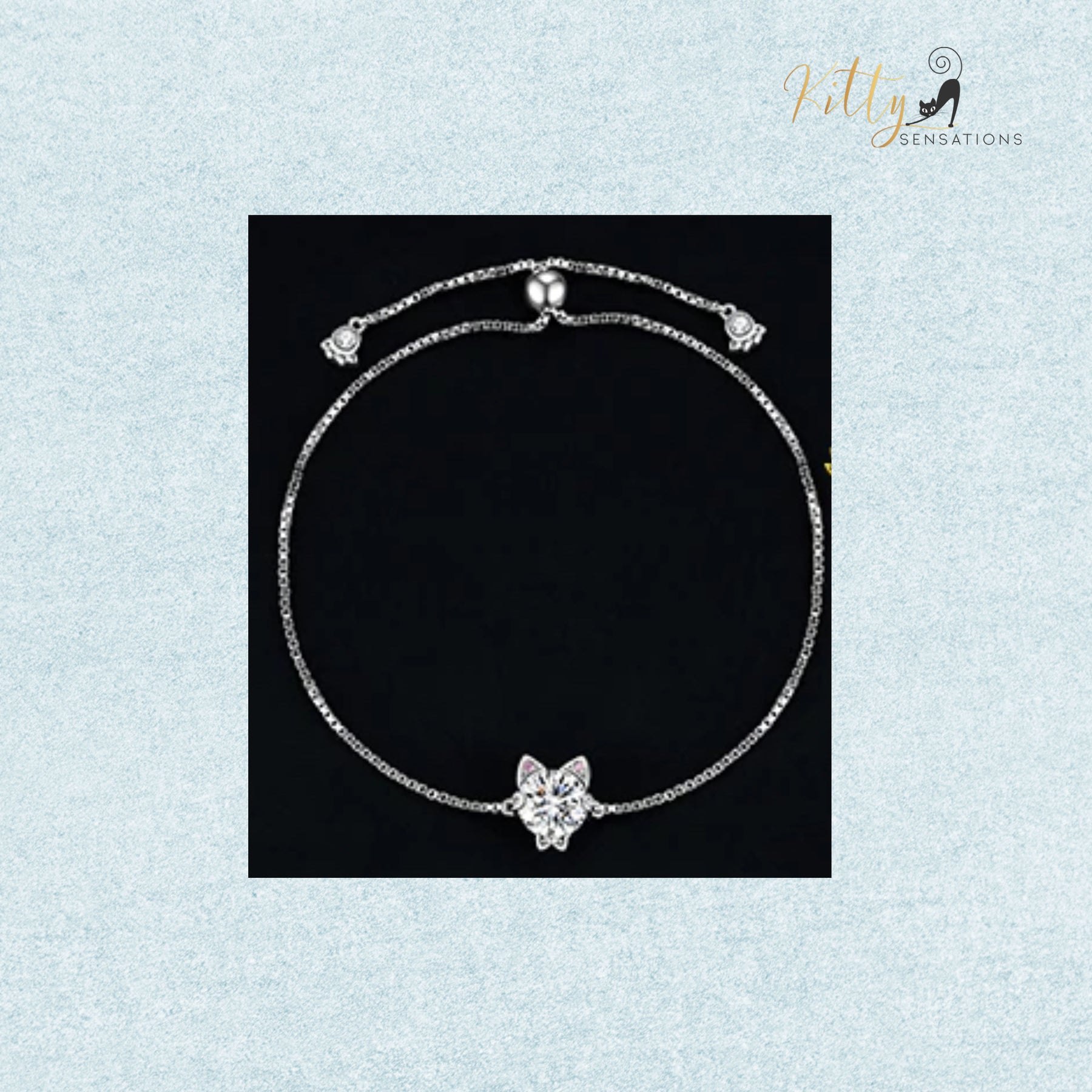 www.KittySensations.com: Sparkling CZ Kitty Bracelet (Fine Jewelry) - Solid Sterling Silver ($82.34): https://www.kittysensations.com/products/classy-sparkling-cz-kitty-bracelet-fine-jewelry-in-solid-sterling-silver