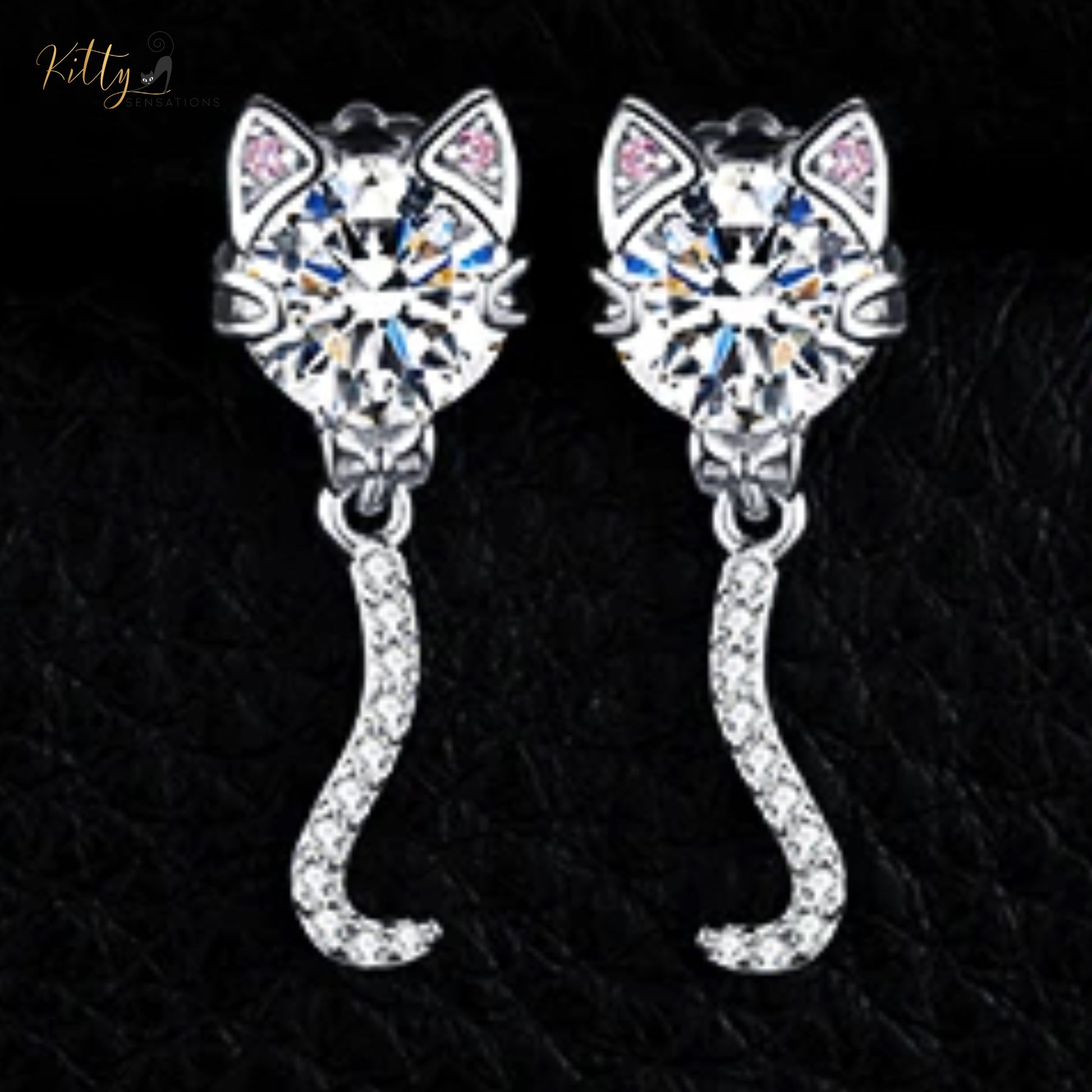 www.KittySensations.com: Classy Sparkling CZ Kitty Earrings (Fine Jewelry) in Solid 925 Sterling Silver ($83.69): https://www.kittysensations.com/products/classy-sparkling-cz-kitty-earrings-fine-jewelry-in-solid-sterling-silver
