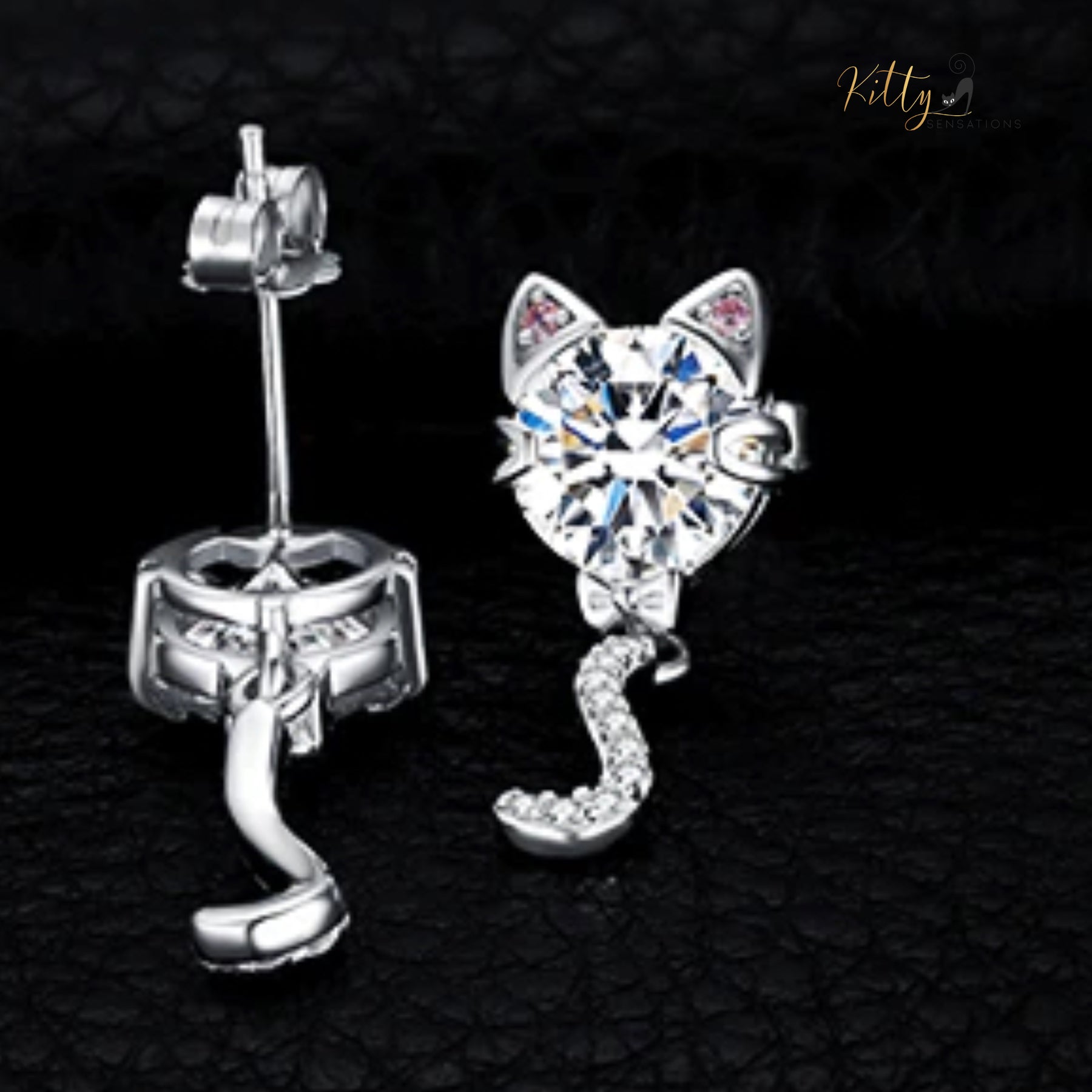 www.KittySensations.com: Classy Sparkling CZ Kitty Earrings (Fine Jewelry) in Solid 925 Sterling Silver ($83.69): https://www.kittysensations.com/products/classy-sparkling-cz-kitty-earrings-fine-jewelry-in-solid-sterling-silver