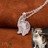 KittySensations™ Custom Cat Necklace with Personal Engraving in Solid 925 Sterling Silver or Gold / Rose Gold Plated Titanium