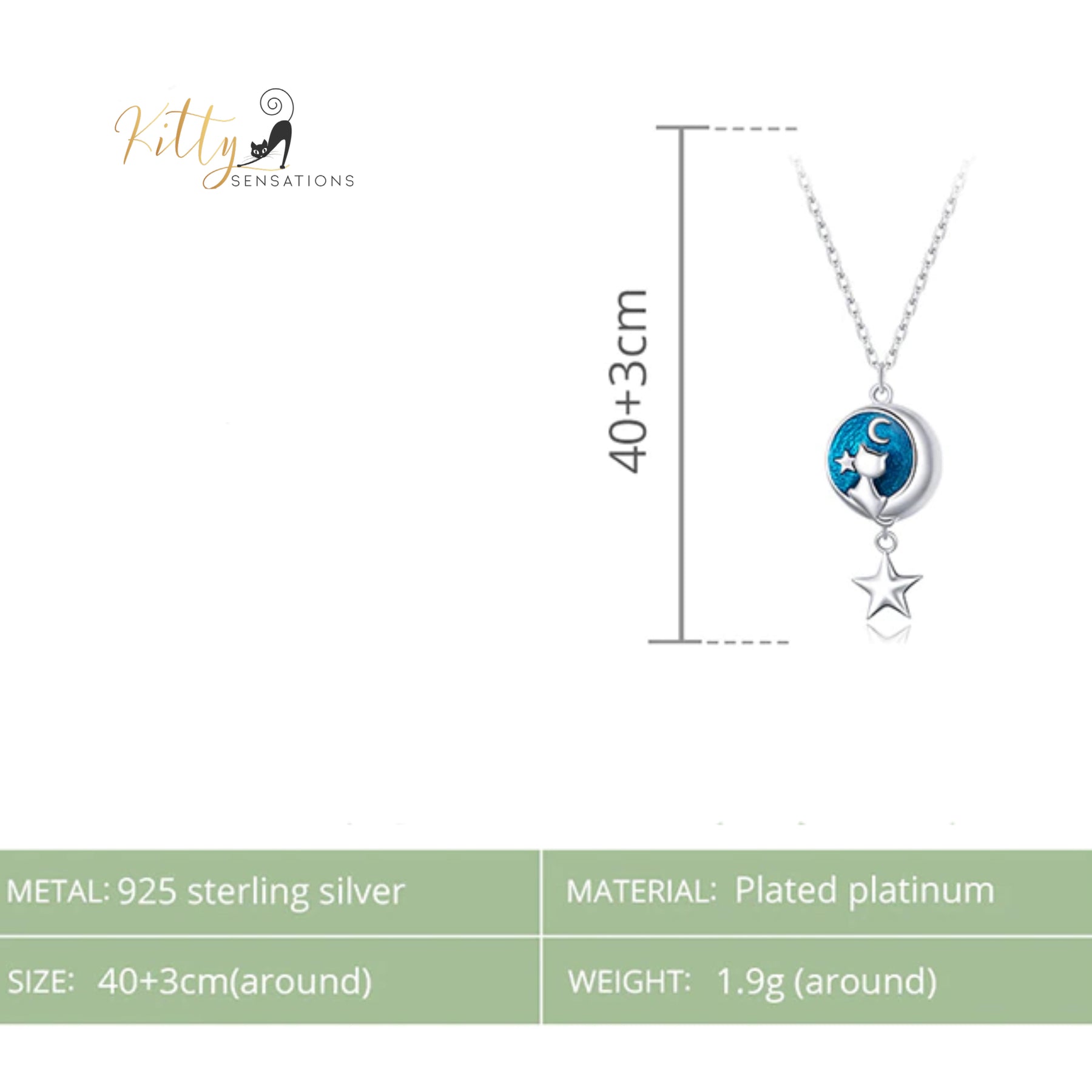 http://KittySensations.com Blue Enameled Moon Kitty Necklace in Solid 925 Sterling Silver ($58.20): https://kittysensations.com/products/blue-enameled-moon-kitty-necklace-in-solid-925-sterling-silver