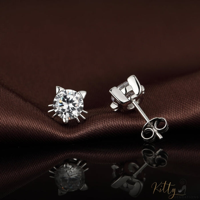 Cubic Zirconia Cat Set (Sterling Silver Plated)