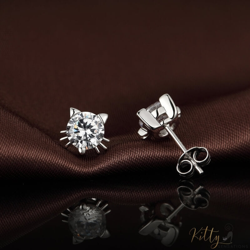 Cubic Zirconia Cat Earrings - Stud or Dangling - Your Choice! (Solid 925 Sterling Silver) ($19.95): https://www.kittysensations.com/products/silver-cat-earrings-with-a-cubic-zirconia?_pos=3&_psq=cubic+zirconia+cat+earr&_ss=e&_v=1.0