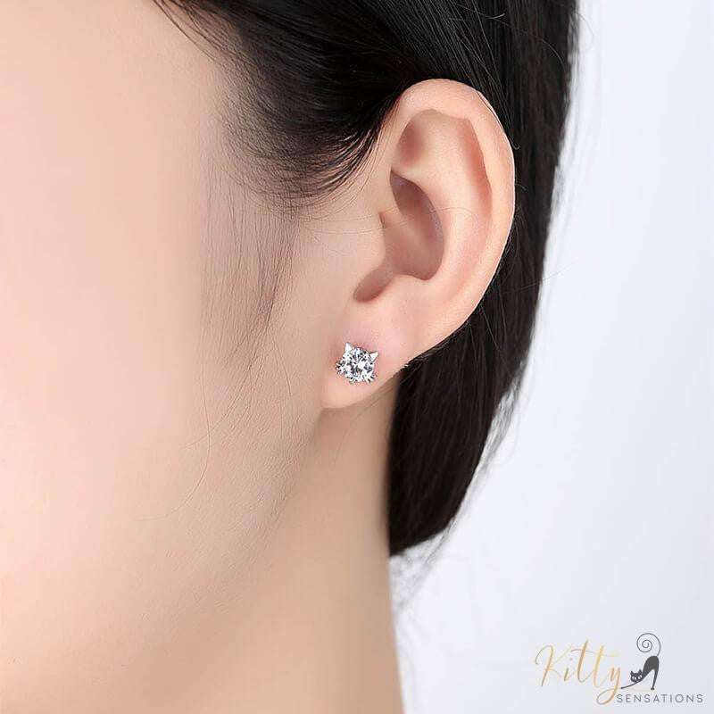 Cubic Zirconia Cat Earrings - Stud or Dangling - Your Choice! (Solid 925 Sterling Silver) ($19.95): https://www.kittysensations.com/products/silver-cat-earrings-with-a-cubic-zirconia?_pos=3&_psq=cubic+zirconia+cat+earr&_ss=e&_v=1.0