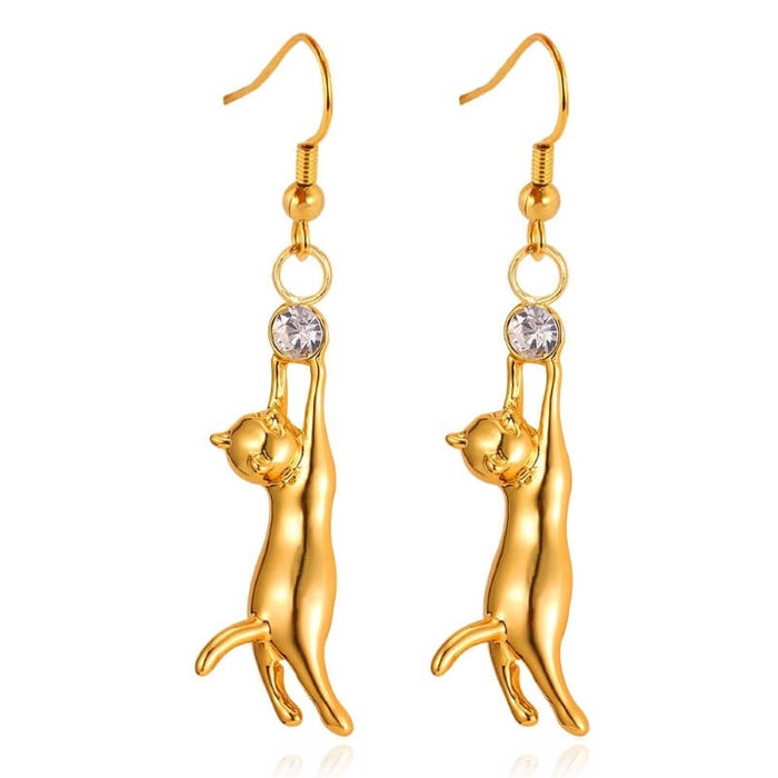 Hanging Cat Set (18K Gold or 925 Sterling Silver Plated)