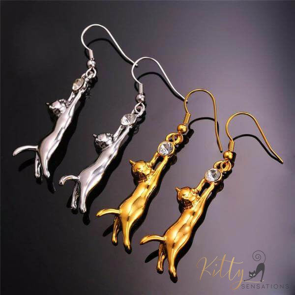 cat earrings gold and silver kittysensations