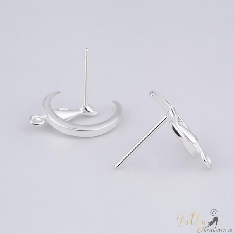 cat moon earrings in sterling silver on gray surface upside down 21939147-light-yellow-gold-color