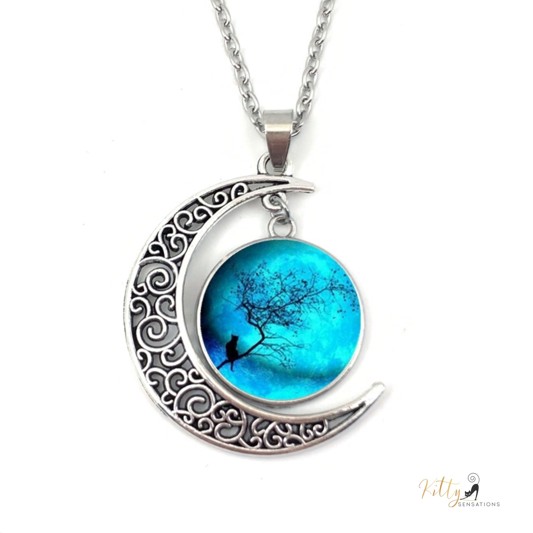 http://KittySensations.com: Filigree Crescent Kitty Necklace - Multiple Options ($14.78): https://kittysensations.com/products/filigree-crescent-kitty-necklace-multiple-options?variant=40225583431746