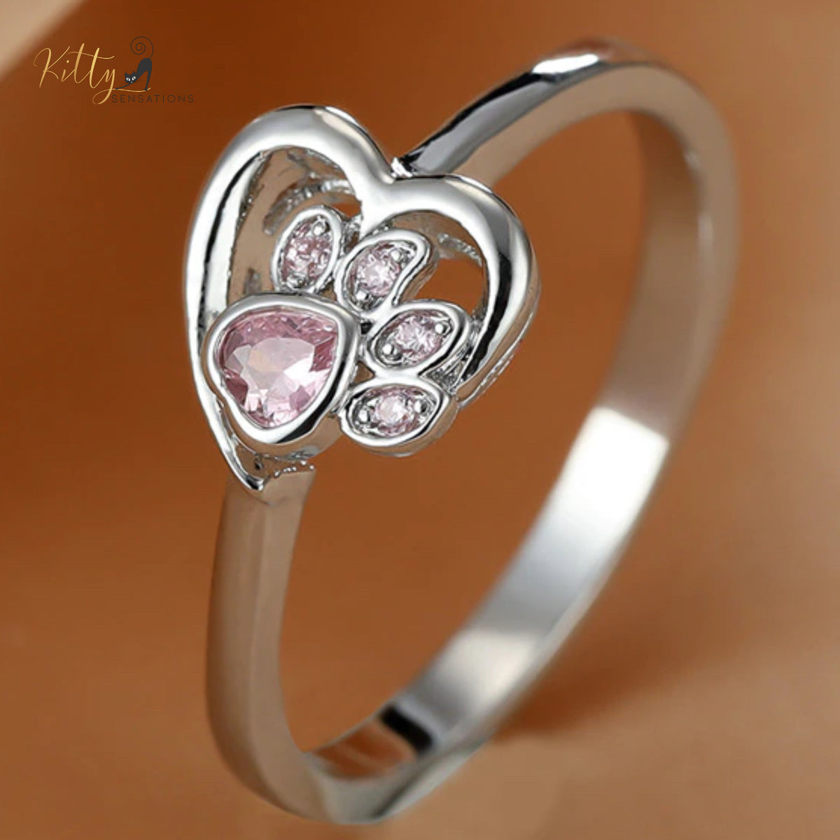 Heart Paw Cat Ring (Silver Filled)