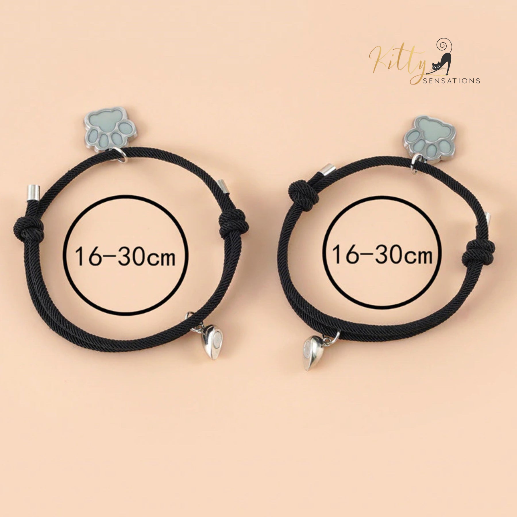www.KittySensations.com Magnetic Heart, Glow-In-The-Dark Cat Paw, Couple/Friends Bracelet Set (Au Pair) - Adjustable Size ($16.53): https://www.kittysensations.com/products/magnetic-heart-glow-in-the-dark-cat-paw-couple-bracelets-au-pair