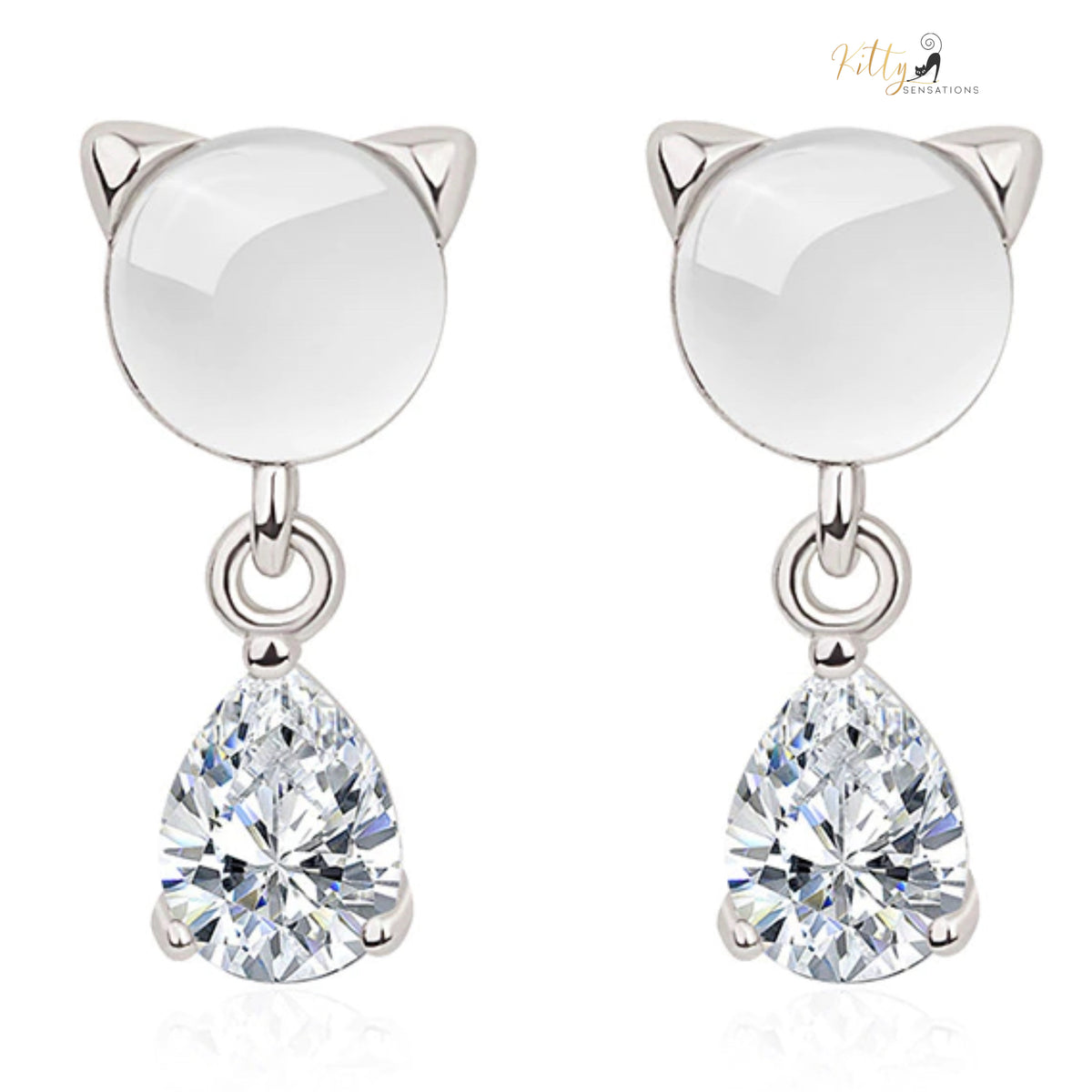 www.KittySensations.com Natural Chalcedony Kitty Stud and Drop Earrings in Solid 925 Sterling Silver ($27.97): https://www.kittysensations.com/products/natural-chalcedony-cat-stud-and-drop-earrings-in-solid-925-sterling-silver