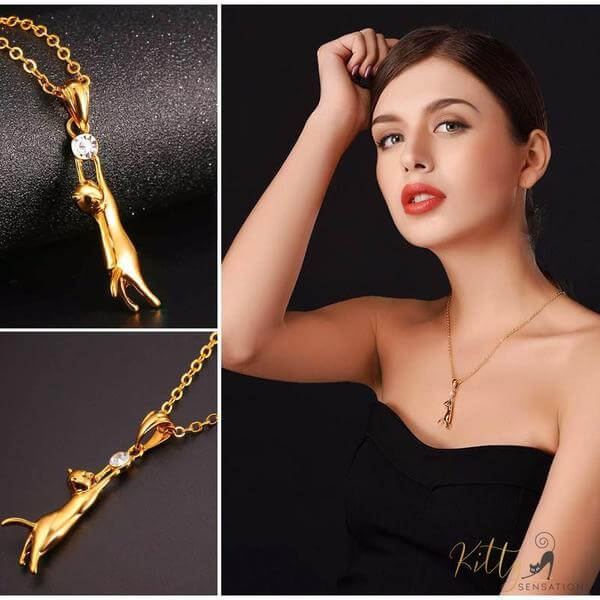 Hanging Cat Set (18K Gold or 925 Sterling Silver Plated)