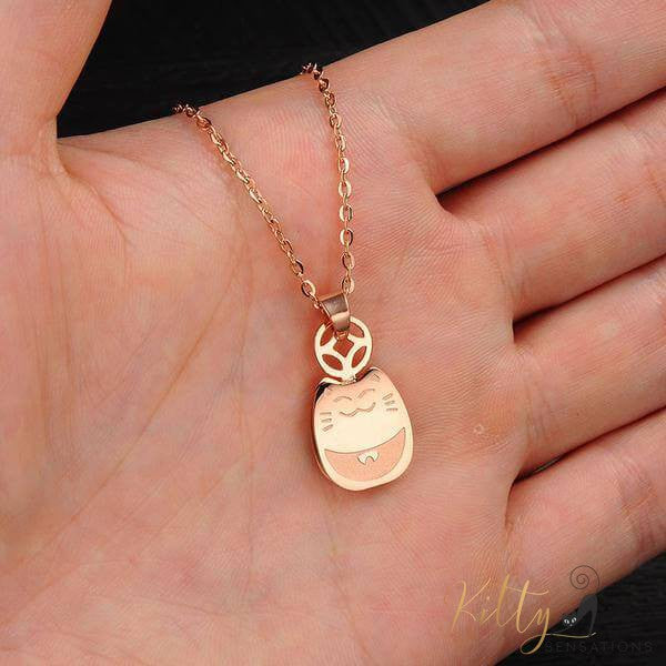 rose gold plated cat necklace worn kittysensations 25402914-rose-gold