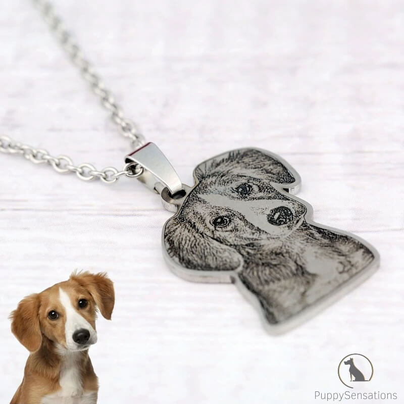 Personalized Dog Necklace with Engraving in Solid 925 Sterling Silver or Gold/Rose Gold plated Titanium - Your Choice