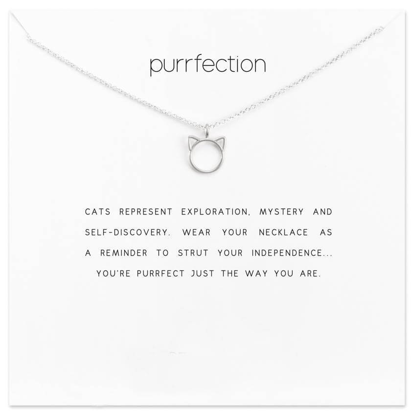 purffection cat necklace silver on card