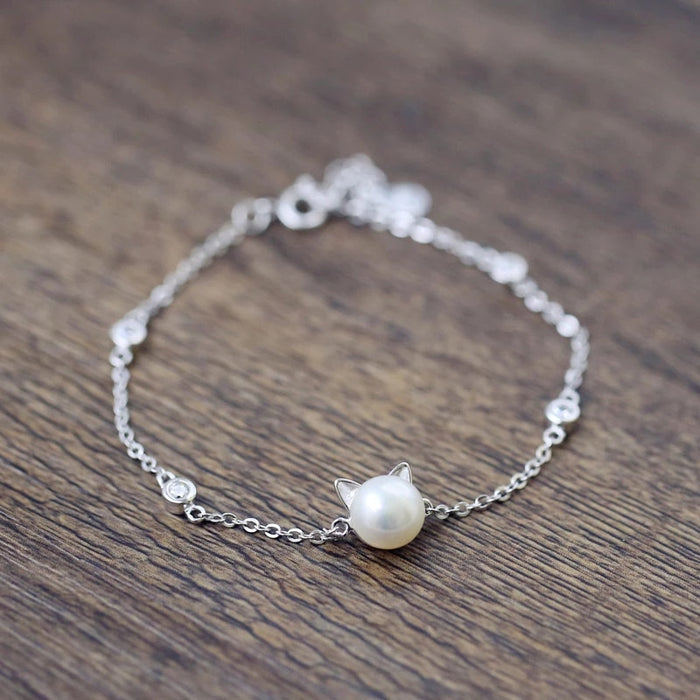 Freshwater Pearl Cat Set in Solid 925 Sterling Silver