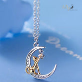 Reaching-for-The-Stars Cat Necklace in Solid 925 Sterling Silver (Gold Plated)