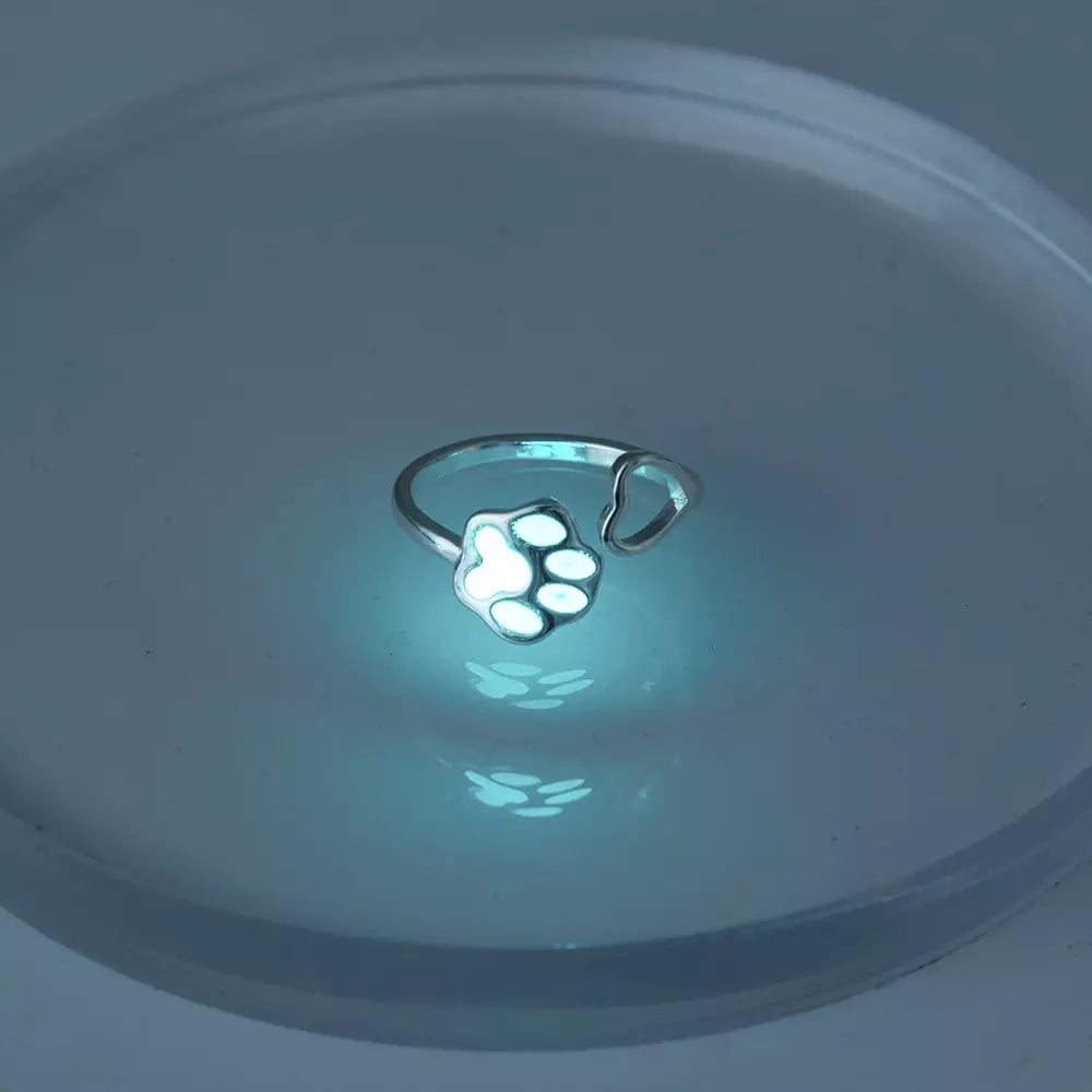 Glow-in-the-Dark Cat Ring - Platinum Plated