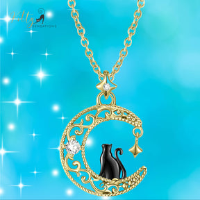 www.KittySensations.com: Black & Gold Moon Kitty Necklace in Solid 925 Sterling Silver ($89.15): https://www.kittysensations.com/products/black-gold-moon-kitty-necklace-in-solid-925-sterling-silver