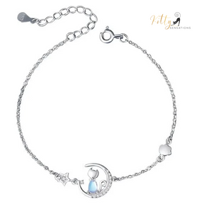 Blue Crystal Moon Kitty Bracelet in Solid 925 Sterling Silver (Adjustable Length) ($80.77): https://www.kittysensations.com/products/blue-crystal-moon-kitty-bracelet-in-solid-925-sterling-silver-adjustable-length