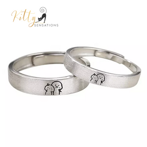 Cat Couple Rings/Bands, Silver