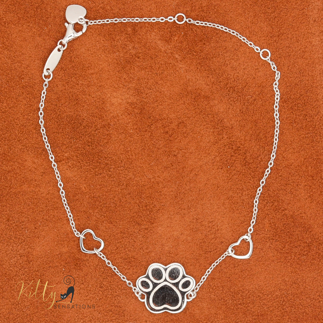 Cat Paw Bracelet in Solid 925 Sterling Silver (Platinum Plated)