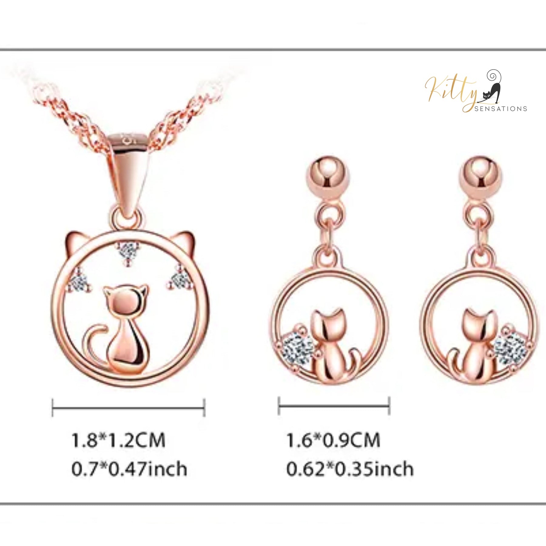 www.KittySensations.com: Center of Your World CZ Cat Jewelry Set in Solid 925 Sterling Silver (Rose Gold Plated) ($76.33): https://www.kittysensations.com/products/center-of-your-world-cat-jewelry-set-in-solid-925-sterling-silver-rose-gold-plated