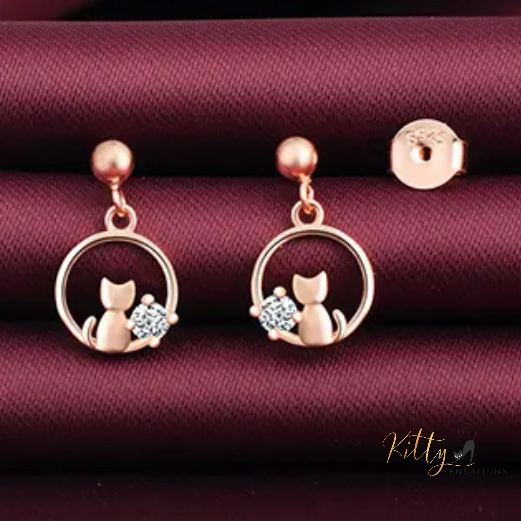 www.KittySensations.com: Center of Your World CZ Cat Jewelry Set in Solid 925 Sterling Silver (Rose Gold Plated) ($76.33): https://www.kittysensations.com/products/center-of-your-world-cat-jewelry-set-in-solid-925-sterling-silver-rose-gold-plated