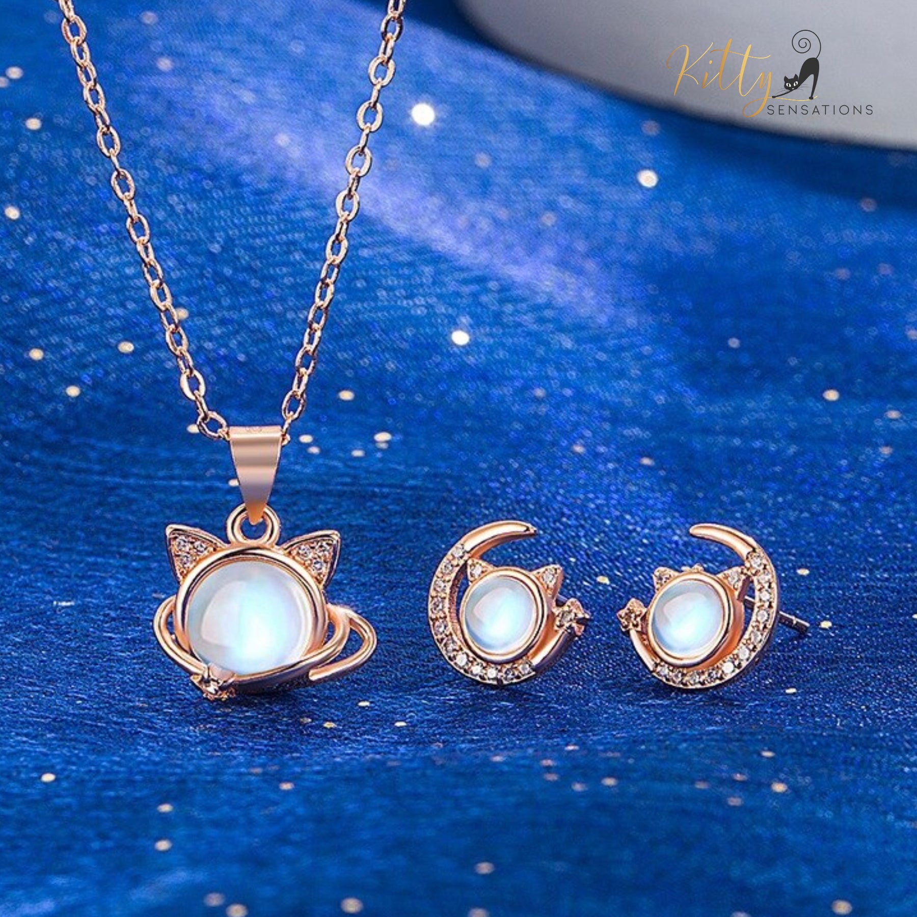 www.KittySensations.com: Cosmic Crystal Cat Jewelry Set in Solid 925 Sterling Silver and CZ ($33.95): https://www.kittysensations.com/products/cosmic-crystal-cat-jewelry-set-in-solid-925-sterling-silver