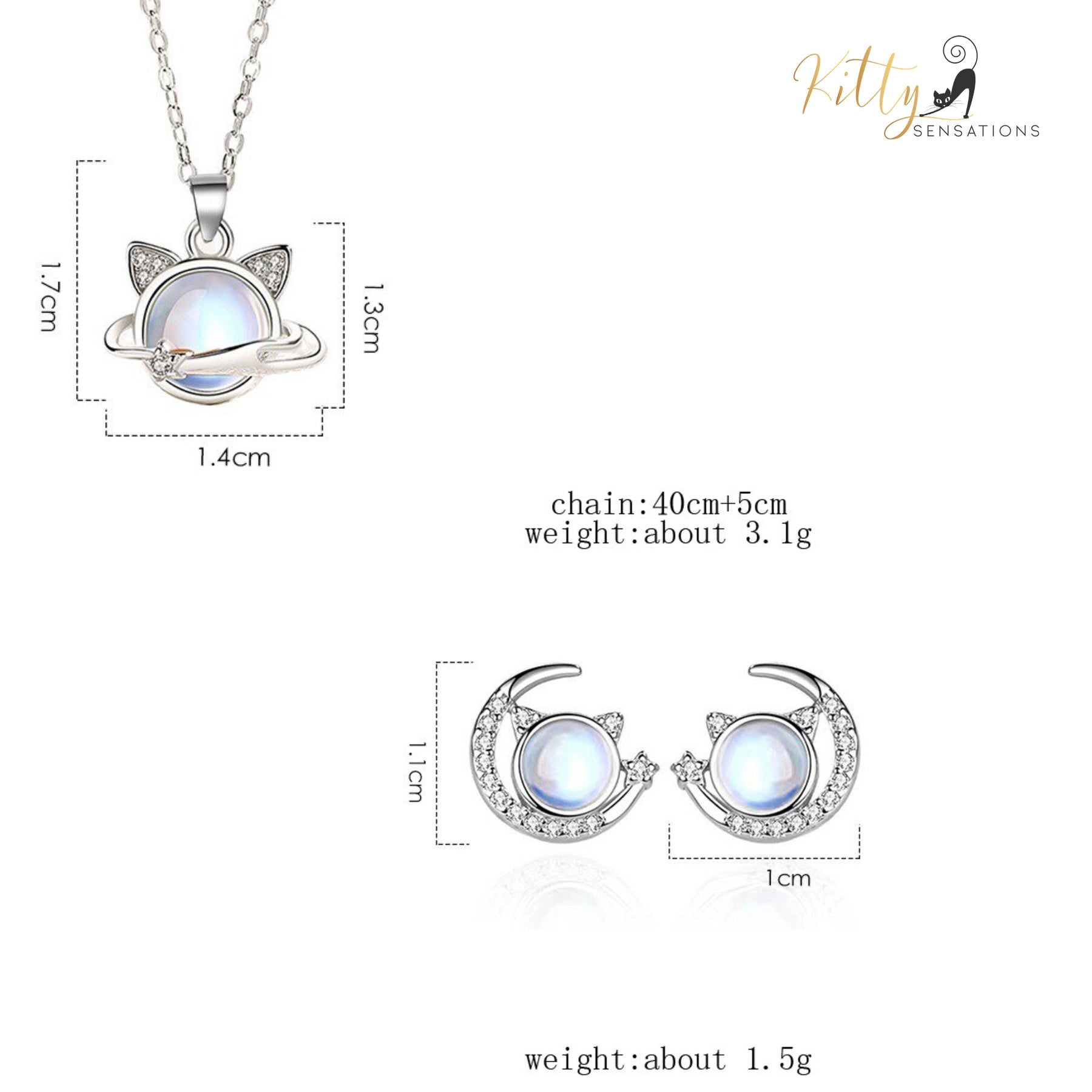 www.KittySensations.com: Cosmic Crystal Cat Jewelry Set in Solid 925 Sterling Silver and CZ ($33.95): https://www.kittysensations.com/products/cosmic-crystal-cat-jewelry-set-in-solid-925-sterling-silver