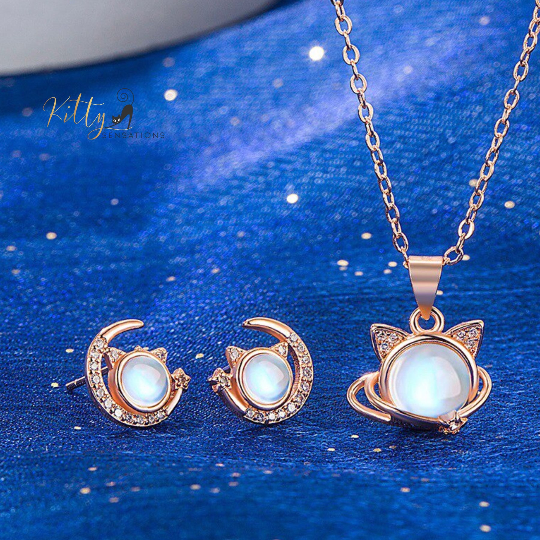 www.KittySensations.com: Cosmic Crystal Cat Jewelry Set in Solid 925 Sterling Silver and CZ ($33.95): https://www.kittysensations.com/products/cosmic-crystal-cat-jewelry-set-in-solid-925-sterling-silver