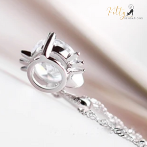 Cubic Zirconia Cat Necklace (Sterling Silver Plated) - White or Purple CZ - Your Choice ($29.78)